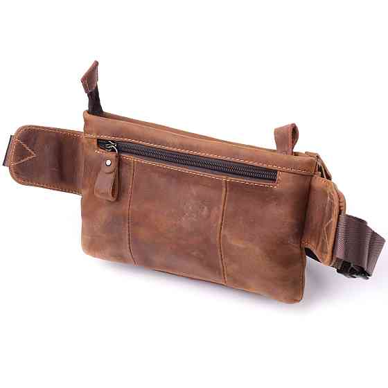 Винтажная бананка для мужчин из натуральной кожи Vintage sale_15104 Коричневый Киев