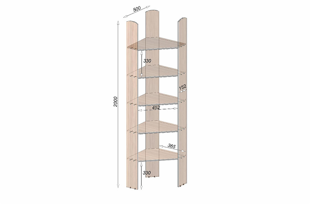 Стеллаж ОС-5 угловой, Самоа Димчастий, 500/500/2000 Львов - изображение 2