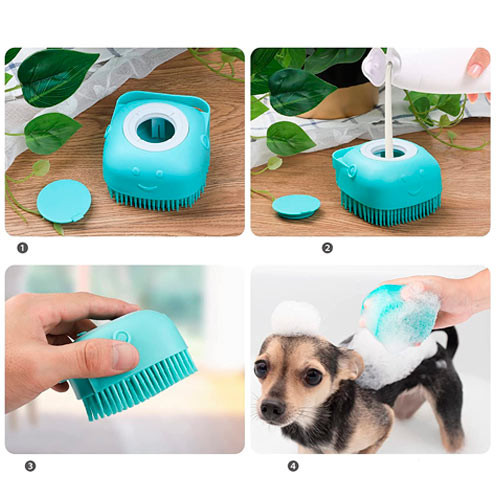 Щітка масажна для купання тварин з ємністю для шампуню, силіконова Вінниця - фото 2