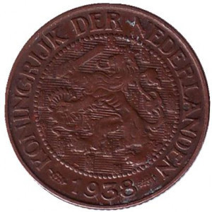 Монета 1 цент. 1938,39 год, Нидерланды. Полтава - изображение 1
