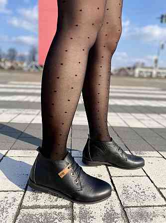 Черевики жіночі YDG чорні натуральна шкіра висота 10 см розмір 37 (1255) Коломия