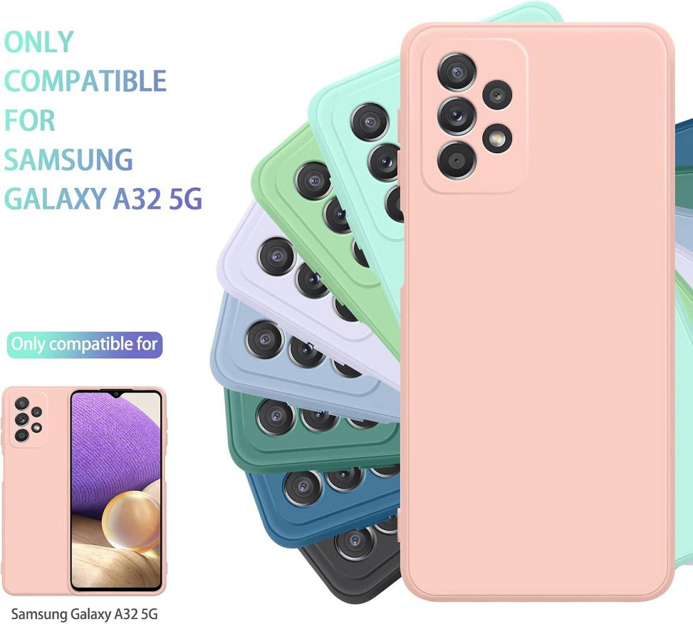 Чехол Samsung Galaxy A32 5G/M32 5G чёрный/тёмно-зелёный силиконовый 2 шт с микрофиброй тонкий противоударный Киев - изображение 9