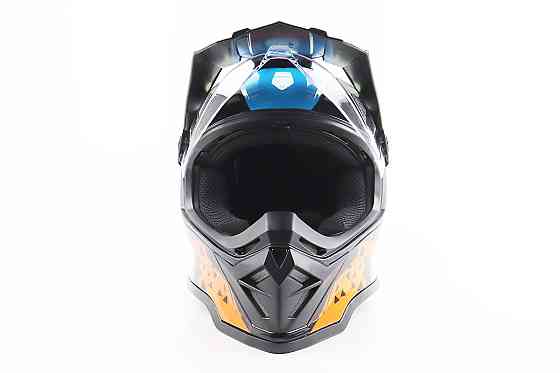 Шолом кросовий/ендуро/АТV зі склом BLD-819-7  М (57-58см), ЧОРНИЙ/ЖОВТО-СИНІЙ Київ