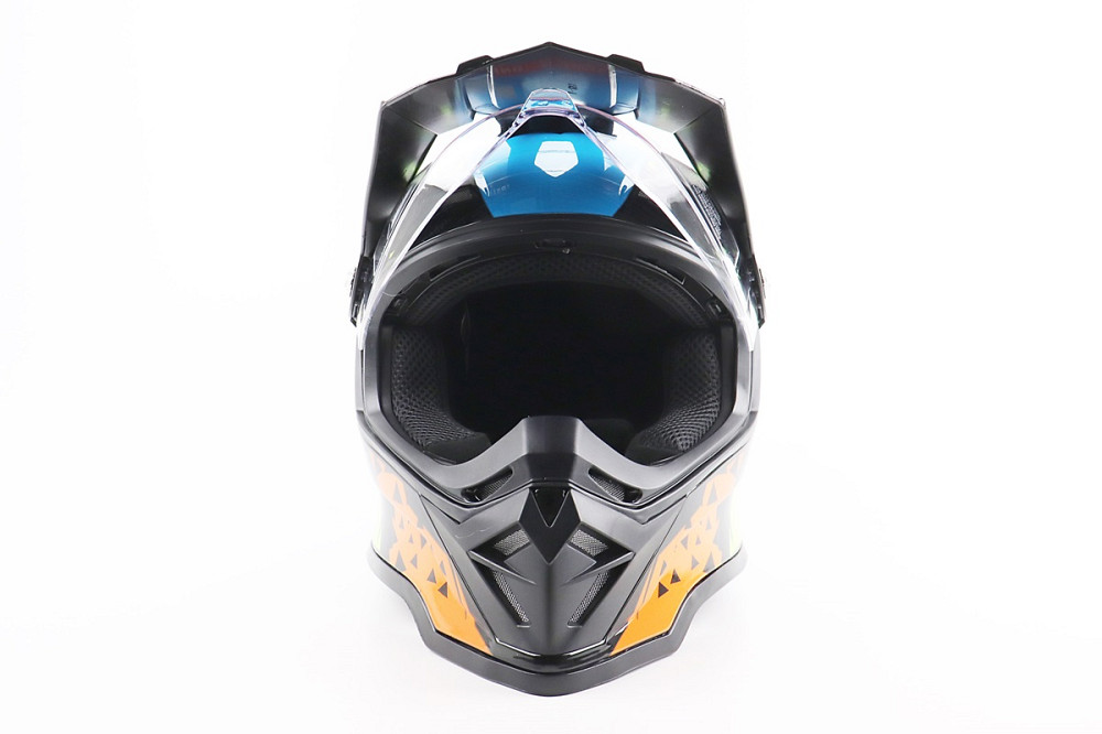 Шолом кросовий/ендуро/АТV зі склом BLD-819-7  М (57-58см), ЧОРНИЙ/ЖОВТО-СИНІЙ Київ - фото 5