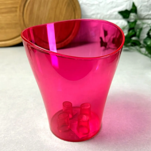 Вазон Ніка для орхідей 13*15,5см малиновий прозорий Алеана Житомир