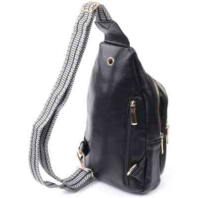 Сумка Vintage Слінг жіноча з екошкіри Чорна (22748) Вінниця