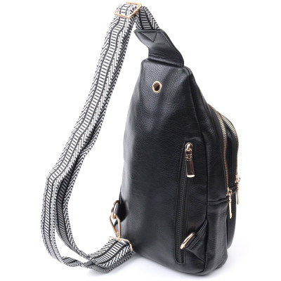 Сумка Vintage Слінг жіноча з екошкіри Чорна (22748) Вінниця - фото 6