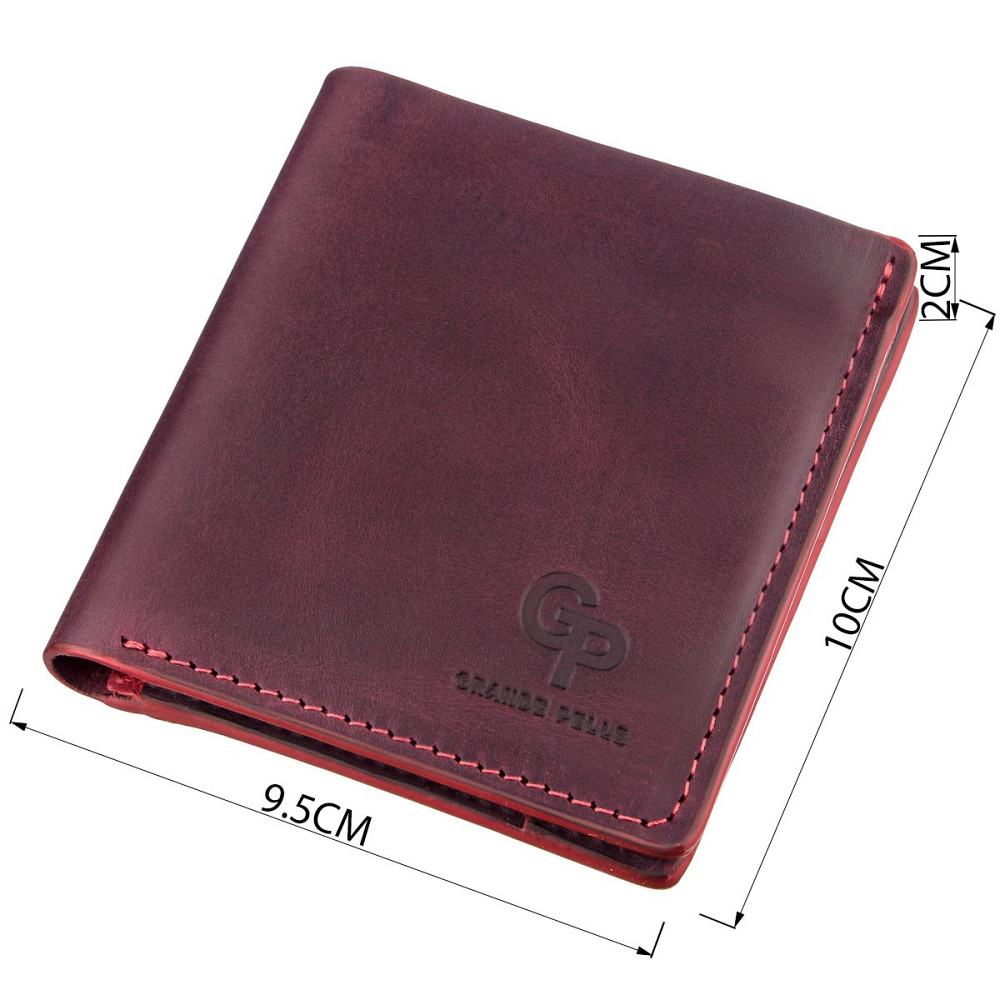 Оригинальное портмоне женское с накладной монетницей GRANDE PELLE 11225 Бордовое Киев - изображение 5