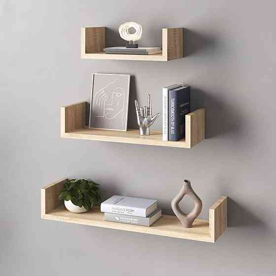 Полки настенные VAYS M-37 Дуб Сонома, набор из 3 навесных полок из ЛДСП - для дома, офиса, гостиной Львов