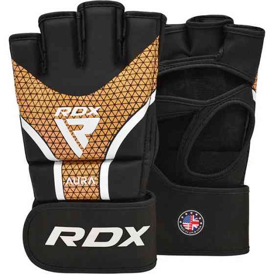 Рукавиці для ММА RDX AURA PLUS T-17 Black Golden L (капа у комплекті) Каменское