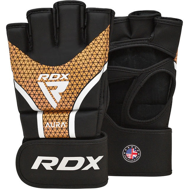 Рукавиці для RDX AURA PLUS T-17 Black Golden L (капа в комплекті) Кам'янське - фото 2
