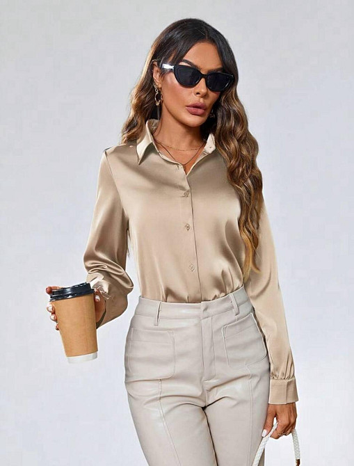 Женская базовая рубашка на пуговицах из шелка Армани Одесса - изображение 2