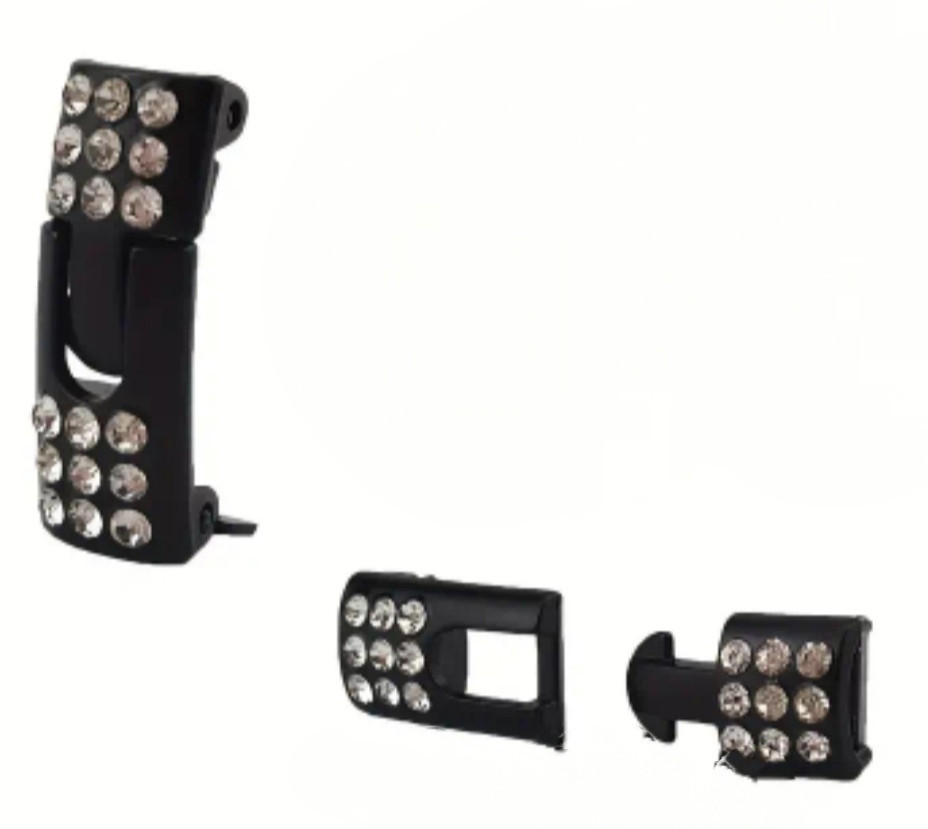 Застібка на шнурки для взуття металева зі стразами 2 шт Чорний Сміла - фото 1