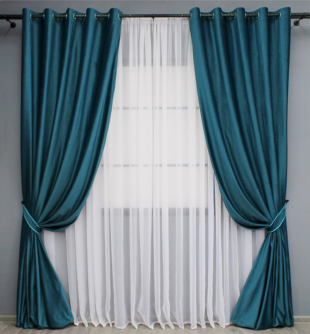 Комплект штор на люверсах VR-Textil Бархат № 1662ш Мурена 150х280 см 2 шт (37-0223) Киев - изображение 2