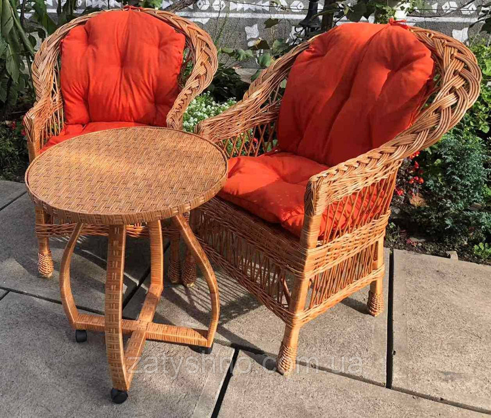 Плетеная мебель с круглым столом  |Мебель из лозы  с накидками |мебель из лозы с подушками Киев - изображение 5