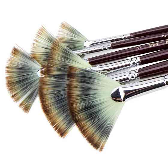 Кисточки веерообразные нейлоновые для гуаши, акварельных, акриловых и масляных красок, 6 шт Каменец-Подольский