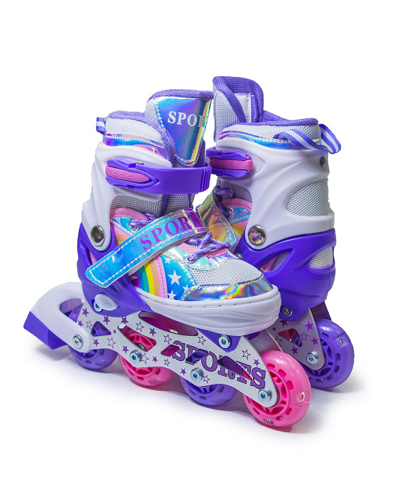 Детские раздвижные ролики Rainbow Scale Sports фиолетовые, размер 34-38. Все колеса светятся Одесса - изображение 3