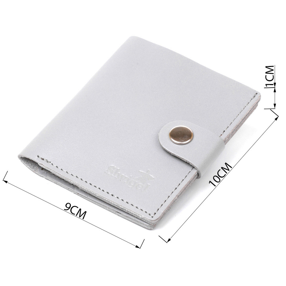 Практичне портмоне із натуральної шкіри Shvigel 16514 Сірий Київ - фото 3