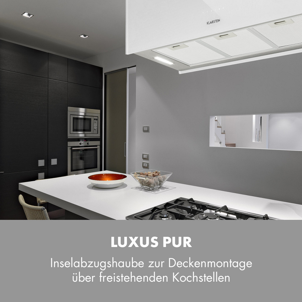 Люстра XL островная вытяжка 90 см циркулирующий воздух 590 м³/ч LED сенсорный белый белый (Германия, читать Ровно - изображение 2