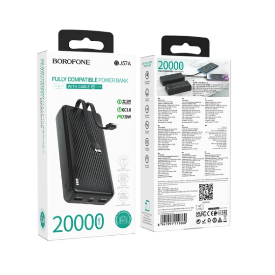 Портативна батарея Power Bank Borofone BJ57A 20000mAh Graceful 22.5W+PD20W (Чорний) Вінниця