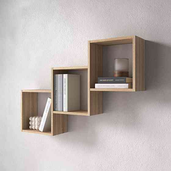 Полиця настінна VAYS M-13 Дуб Сонома, на 3 комірки, ЛДСП, 98×18×66 см - для книг, декору, дому, вітальні, офісу Львів