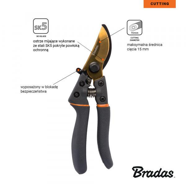 Секатор для обрізки гілок, сталь SK5, gold, V-SERIES, KT-V1021 Київ - фото 3