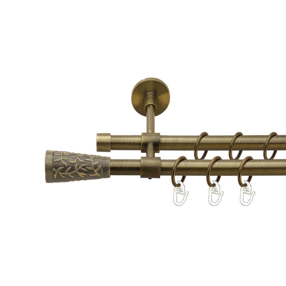 Карниз Orvit Севілія металевий дворядний закритий гладка труба кільце металеве Антик 16\16 мм 160 см (7329463) Львів - фото 1