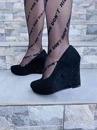 Туфлі жіночі LENA MELIANI чорні еко-замша танкетка 9см (M619-D2302) 35р.36р.37р. Коломыя