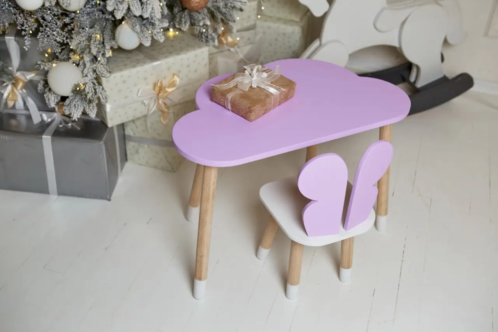 Детский столик Облачко для учебы и игр (Фиолетовый) и стульчик Бабочка (Фиолетовый с белым) Винница - изображение 2