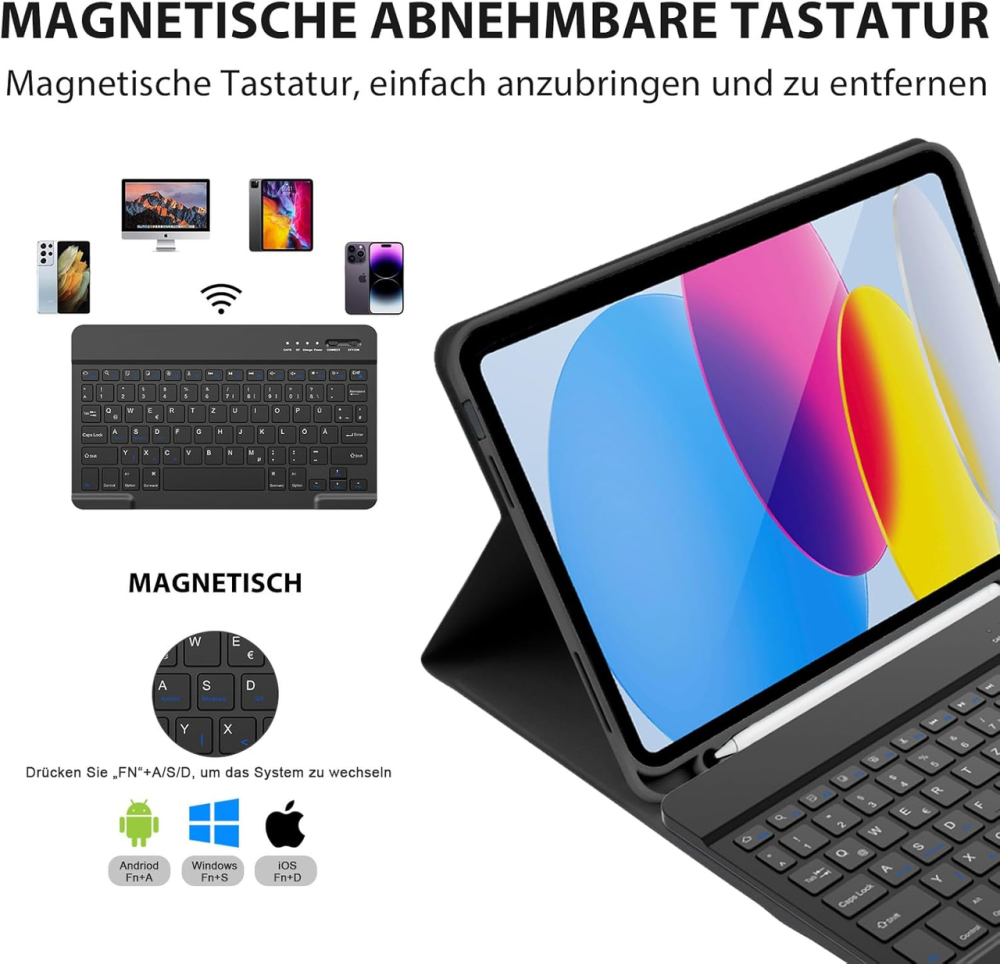 Чехол-клавиатура для iPad 10-го поколения 10.9 дюймов 2022 года, с Bluetooth клавиатурой, с держателем для стилус для iPad 10-го Киев - изображение 4