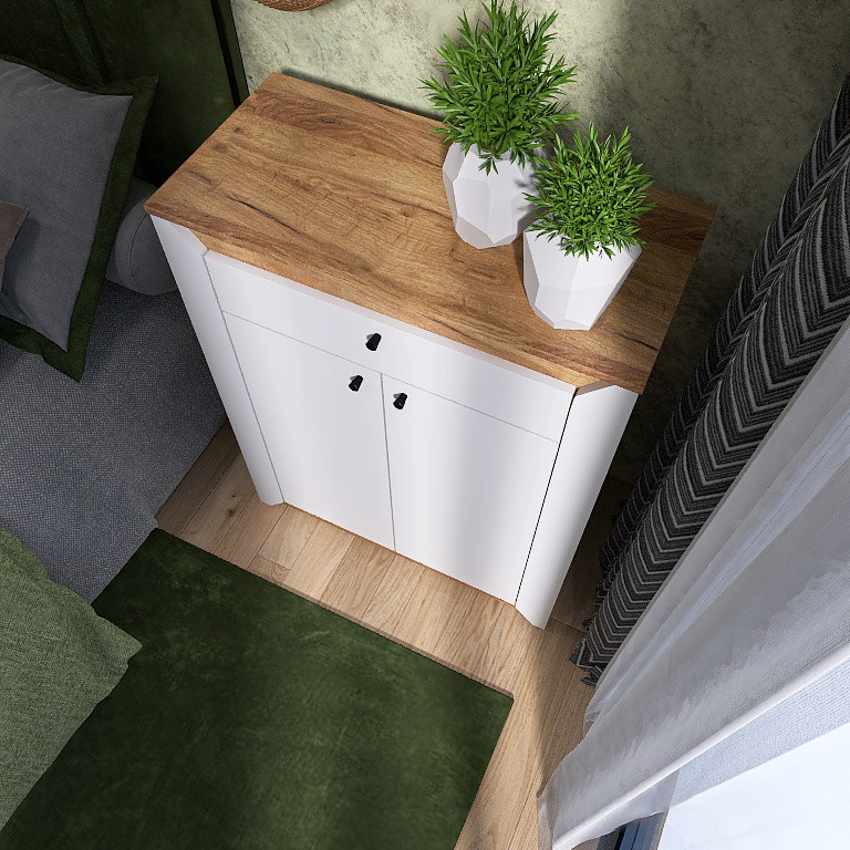 Тумба закрита Еверест Нордік-800 80х38х100 см Білий + Дуб крафт золотий (DTM-5529) Львів - фото 4