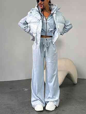 Женский мягкий и уютный плюшевый костюм: кофта и штаны турецкий велюр Голубой, 42/44 Одесса