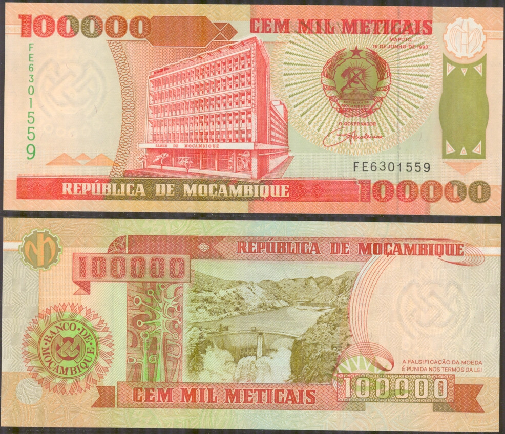 Mozambique Мозамбік - 100000 Meticais 1993 UNC Полтава - фото 1