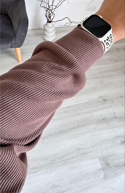 Женский стильный повседневный костюм двойка: кардиган на пуговицах + брюки трикотажный рубчик Мокко, 50/52 Одесса - изображение 5