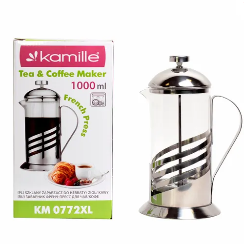 Френч-прес 1000мл скло/нержавіюча сталь 0772XL KAMILLE Житомир - фото 6