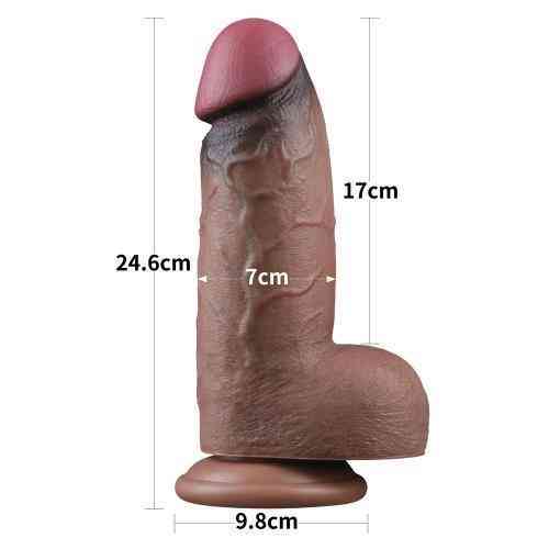 Фалоімітатор - Dual-Layered Silicone Cock XXL 9.5" Brown Sex Aura Київ