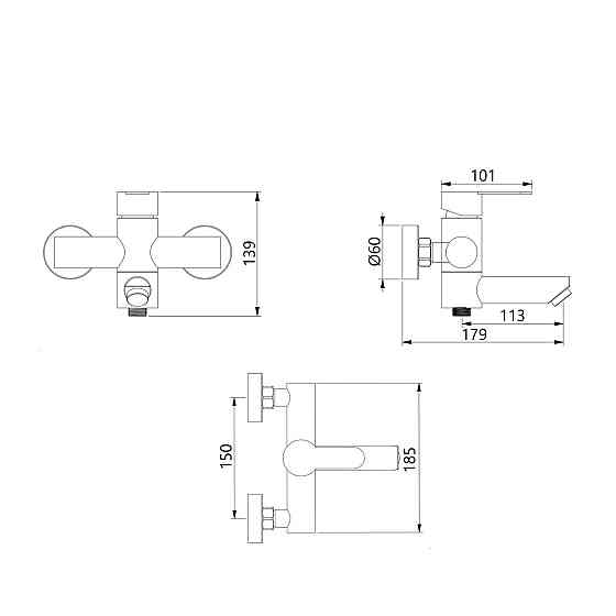 Змішувач для ванни Brinex Pure 006 з поворотним виливом (з душовим гарнітуром) Nickel BRIPUR006NKL Київ