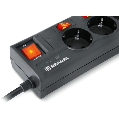 Сетевой фильтр питания REAL-EL RS-6 EXTRA 1.8m, black (EL122300001) Винница - изображение 4