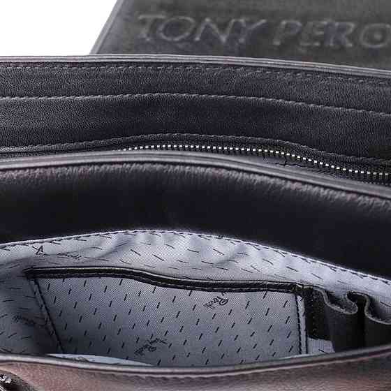 Мужская сумка через плечо из мягкой натуральной кожи Черный (Tony Perotti) Киев