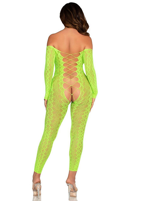 Бодістокінг Leg Avenue Crotchless Footless Lingerie Bodystocking One Size Neon Green Sex Aura Київ - фото 2