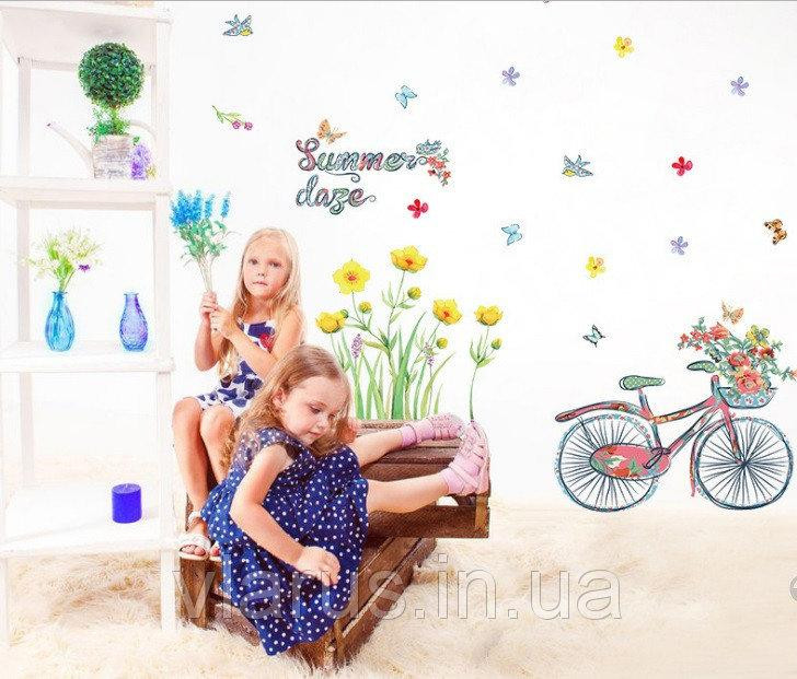 Декоративна наклейка на стіну Квіти та велосипед Київ - фото 4