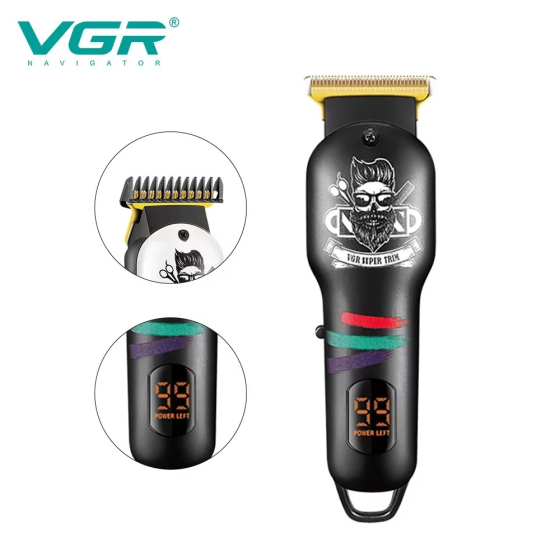 Акумуляторна машинка для стрижки волосся VGR V-971 з дисплеєм (4 насадки) Вінниця