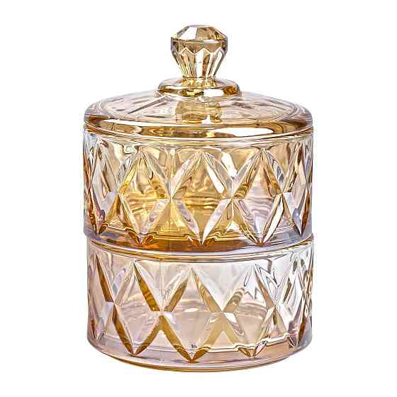 Двухуровневая стеклянная конфетница с крышкой, 10 см Киев