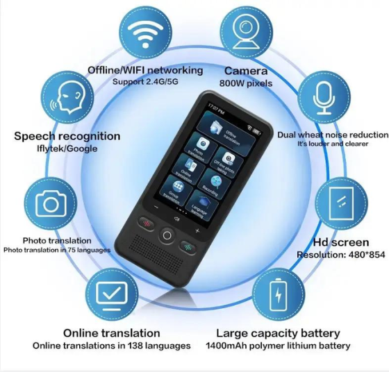 Голосовий перекладач AI Translator T18 Wi-Fi Bluetooth (138 мов) 1400 мАг Київ