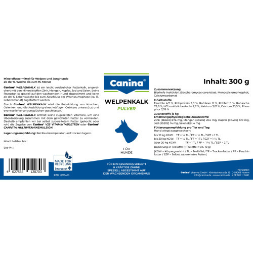 Минеральный комплекс Canina Welpenkalk для щенков и молодых собак порошок 300 г Киев - изображение 3