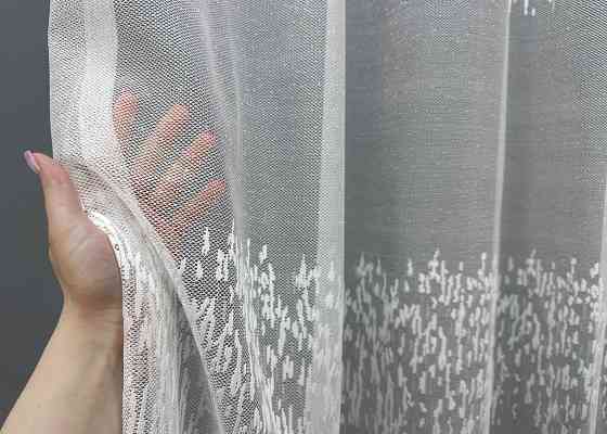 Тюль жаккард цвет белый с серым 1675т Киев