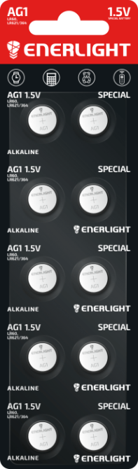 Батарейка таблетка ENERLIGHT Special Alkaline AG1 (LR60, LR621/364) 1.5V блістер 10 шт. Рівне - фото 1