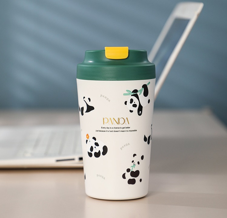 Термокружка Panda фарфоровая 380 мл, зеленая Киев - изображение 4