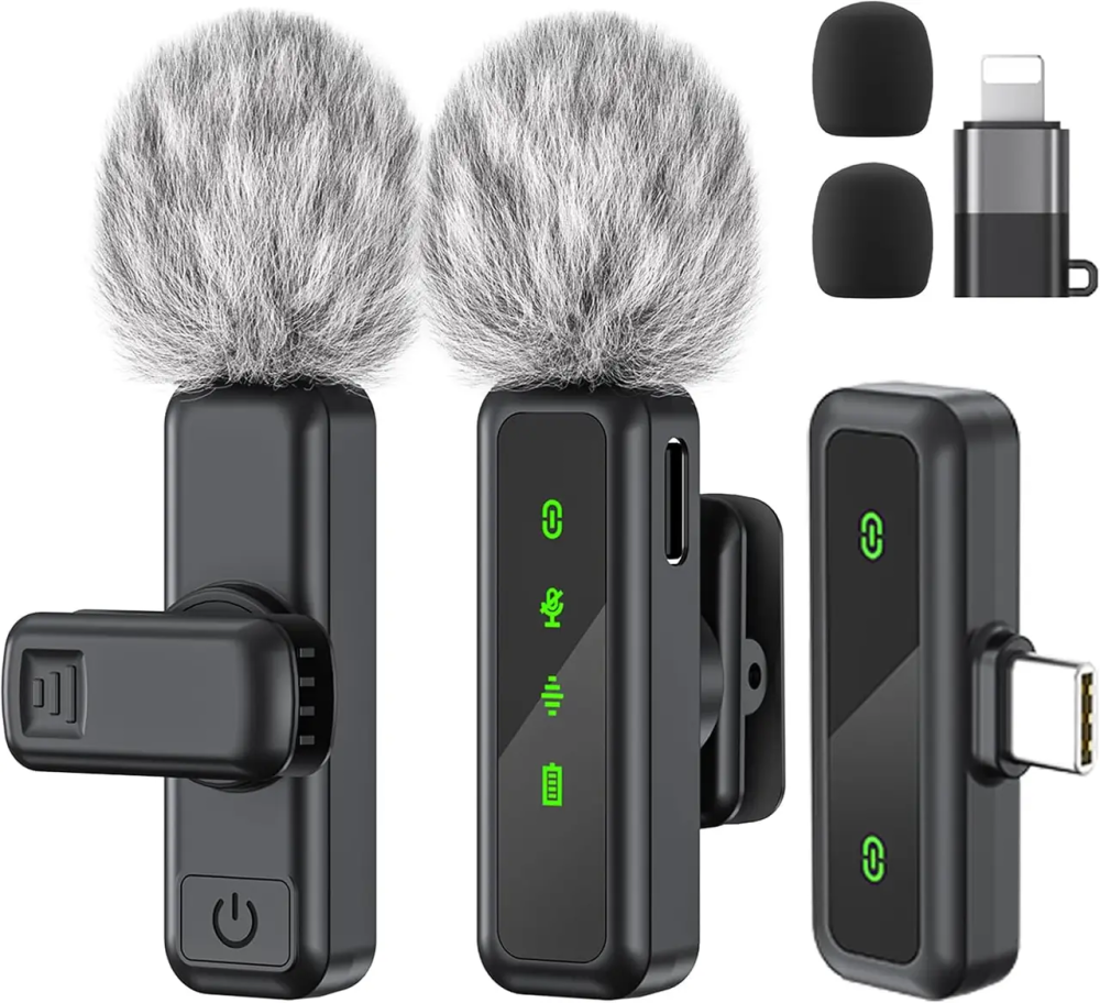 Бездротовий петличний мікрофон Jubolion H63, 2 мікрофони, USB-C/Lightning, шумозаглушення, 30 м, Black Київ - фото 2