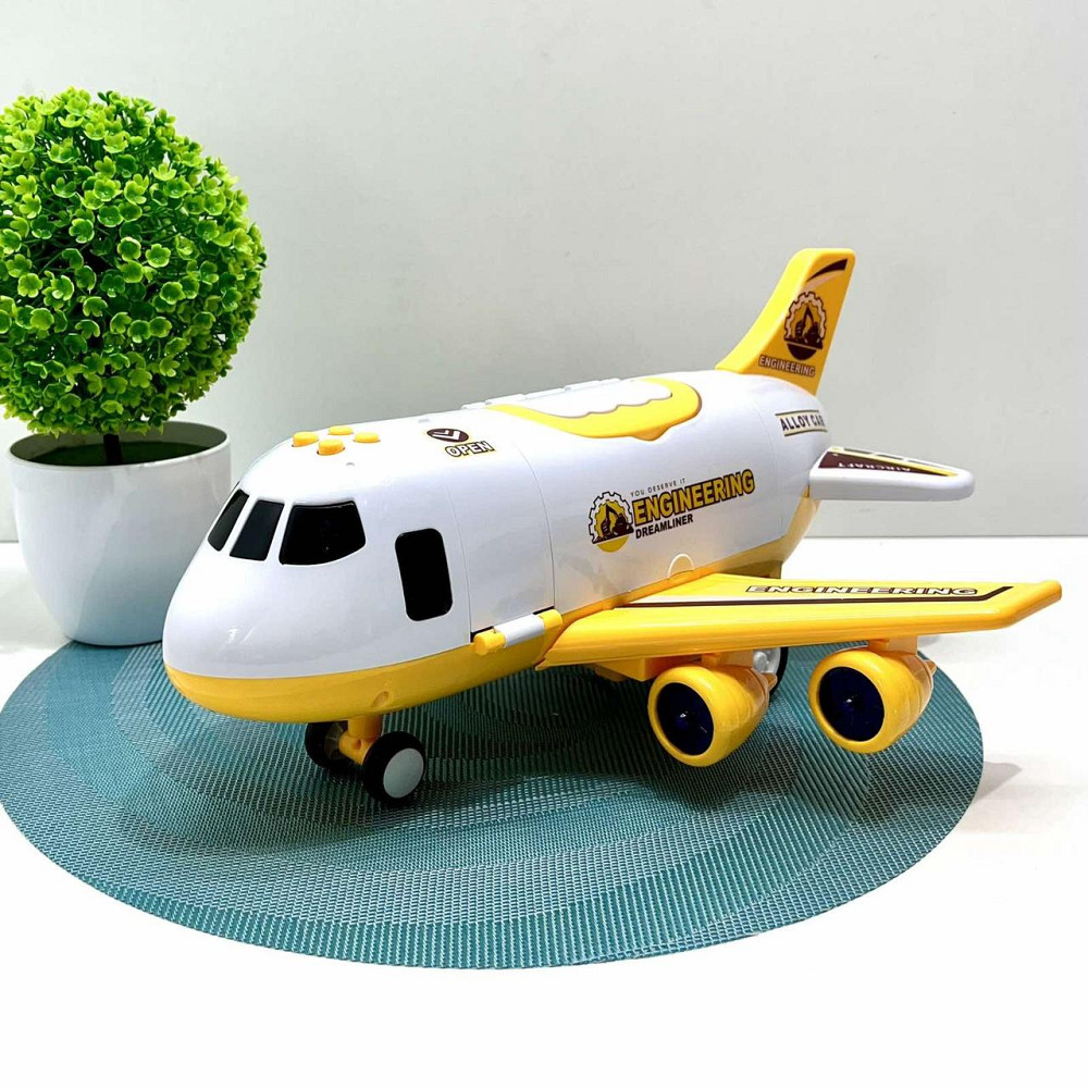 Літак вантажний звук підсвічування парогенератор інерція гумові колеса масштаб 1:64 Жовтий (660 A-311) Чернігів - фото 1